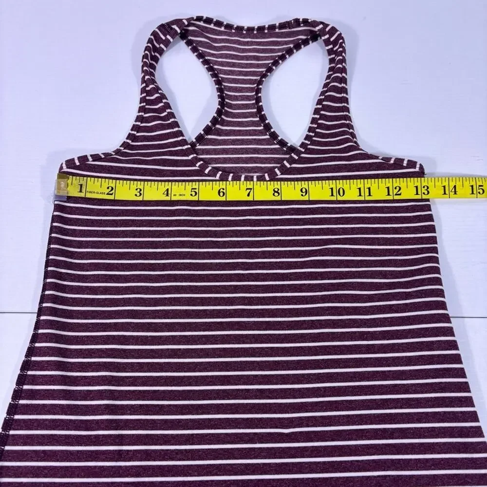 LULULEMON COOL RACERBACK Tank Top White Striped Bordeaux Drama Small 1229